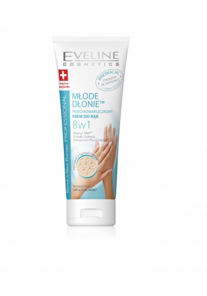 PRZECIWZMARSZCZKOWY KREM DO RĄK 8 w 1 Młode Dłonie od Eveline Cosmetics Uroda, LIFESTYLE - Innowacyjna szwajcarska formuła kremów do rąk jest bogata w zaawansowane składniki aktywne o silnym działaniu odmładzającym, intensywnie nawilża, wygładza i regeneruje. title =