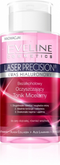 Bezalkoholowy Oczyszczający Tonik Micelarny Laser Precision® Eveline Cosmetics Uroda, LIFESTYLE - Innowacyjna formuła micelarnego toniku bezalkoholowego firmy Eveline Cosmetics oparta jest na kwasie hialuronowym, działającym w synergii z kolagenem akacjowym i algami laminaria oraz PhytoCell Tec™ - roślinnymi komórkami macierzystymi. title =