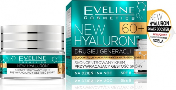 Eveline Cosmetics NEW HYALURON™ Krem Przywracający Gęstość Skóry Uroda, LIFESTYLE - NEW HYALURON to pionierska terapia aktywująca mechanizmy młodości w głębokich warstwach skóry. Przełomowa technologia TURBO LIFTING AGE DEFENSE™ na bazie DRUGIEJ GENERACJI KWASU HIALURONOWEGO i AKWAPORYN zapewnia bezprecedensową skuteczność w redukcji zmarszczek. title =