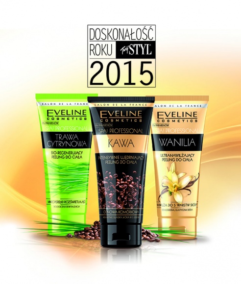 Doskonałość Roku miesięcznika „Twój Styl” 2015 dla Eveline Cosmetics Uroda, LIFESTYLE - Luksusowe peelingi do ciała z serii SPA! PROFESSIONAL Eveline Cosmetics zostały nagrodzone podczas 21. edycji Doskonałości Roku w kategorii „PIELĘGNACJA CIAŁA Kosmetyki polskie”. title =