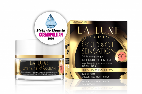 Nagroda dla La Luxe Paris w plebiscycie Cosmopolitan PRIX DE BEAUTÉ 2016 Uroda, LIFESTYLE - Krem do twarzy Gold&Oil Sensation 30+ La Luxe Paris otrzymał międzynarodowy tytuł PRIX DE BEAUTÉ 2016 magazynu Cosmopolitan, zwyciężając w kategorii popularne kosmetyki do pielęgnacji twarzy. title =
