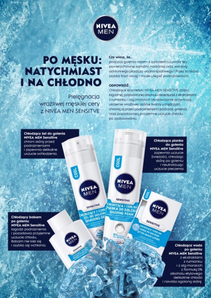 Podrażniona męska skóra? Weź to na chłodno! Uroda, LIFESTYLE - Podrażniona męska skóra? Weź to na chłodno! Zacznij działać i zadbaj o swoją wrażliwą skórę chłodzącymi kosmetykami NIVEA MEN Sensitive. title =