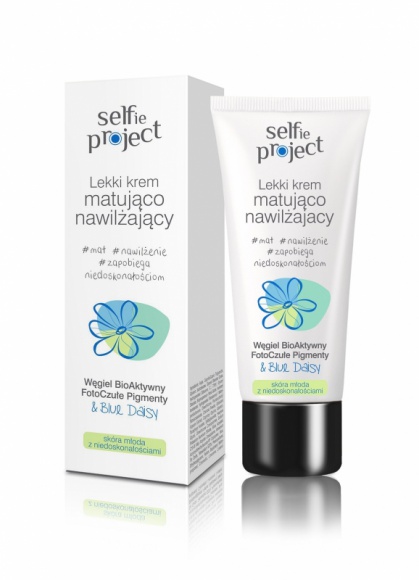 Selfie Project Lekki krem matująco nawilżający Uroda, LIFESTYLE - Selfie Project to kosmetyki stworzone przez specjalistów dla wyjątkowo wymagającej młodej cery. Stop niedoskonałościom, wypryskom, zaskórnikom. Profesjonalne preparaty pozwolą o nich zapomnieć.. Stop błyszczeniu się. Koniec nieustannego myślenia o skórze! title =