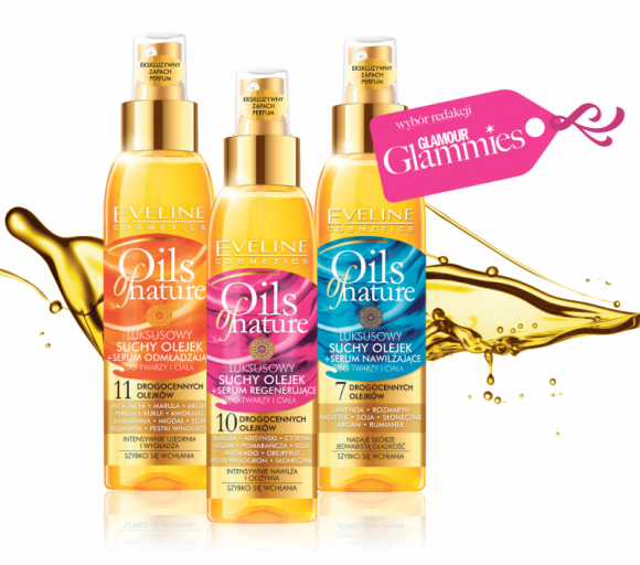 Eveline Cosmetics wyróżniona w plebiscycie „GLAMOUR GLAMMIES 2017” Uroda, LIFESTYLE - Luksusowy suchy olejek do ciała i twarzy z serii Oils of Nature Eveline Cosmetics został wyróżniony przez redakcję w plebiscycie „GLAMOUR GLAMMIES 2017”. title =