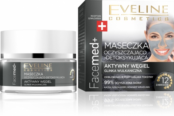 Eveline Cosmetics Maseczka Oczyszczająco - Detoksykująca z linii Facemed+ Uroda, LIFESTYLE - Maseczki z glinki dodają skórze witalności, eliminują toksyny, pielęgnują i wygładzają skórę, ograniczają pękanie naczyń krwionośnych. Glinka działa przeciwbakteryjnie, przeciwzapalnie i tworzy naturalną ochronę przed promieniami UVA i UVB. title =