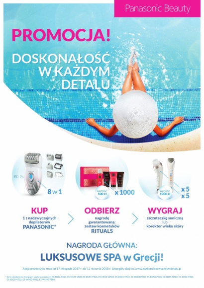 Doskonałość w każdym detalu Uroda, LIFESTYLE - "Doskonałość w każdym detalu" to akcja promocyjna depilatorów marki Panasonic, której uczestnicy mogą otrzymać zestawy kosmetyków Rituals i walczyć o nagrody dodatkowe. title =
