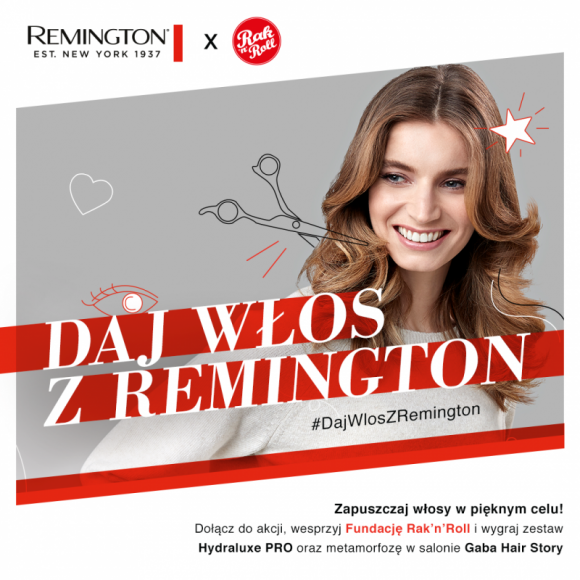 Ruszyła akcja #DajWłosZRemington – Remington wspiera działania Rak’n’Roll Uroda, LIFESTYLE - Zadbaj, zapuść, zachęć! Z początkiem listopada ruszyła akcja #DajWlosZRemington. Jej celem jest wsparcie programu Daj Włos!, w ramach którego Fundacja Rak’n’Roll przekazuje bezpłatne peruki kobietom w trakcie leczenia onkologicznego. Jak dołączyć do akcji? title =